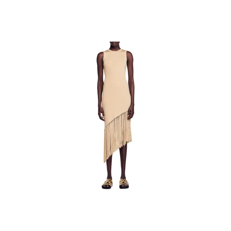 Sandro Sleeveless Dress Women's Light Brown-1