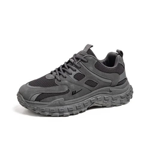 Warrior Height Increasing Wear Resistant Lightweight Breathable Slip Resistant Low Top Chunky Sneakers Men's Gray