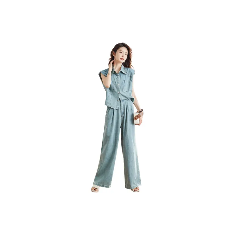 TERRE BLEUE Casual Suit Women's Light Blue-3