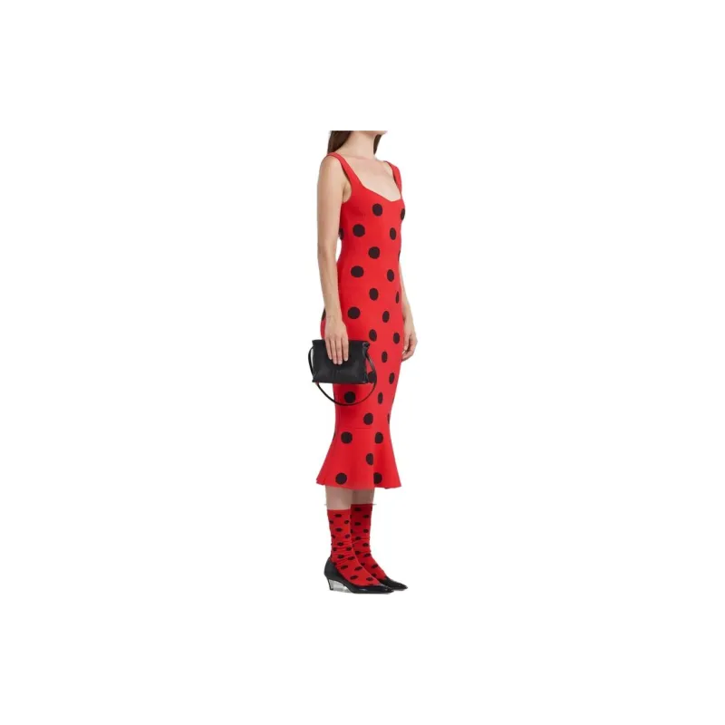 MARNI Polka Dot-Printed Flared Midi Dress-2