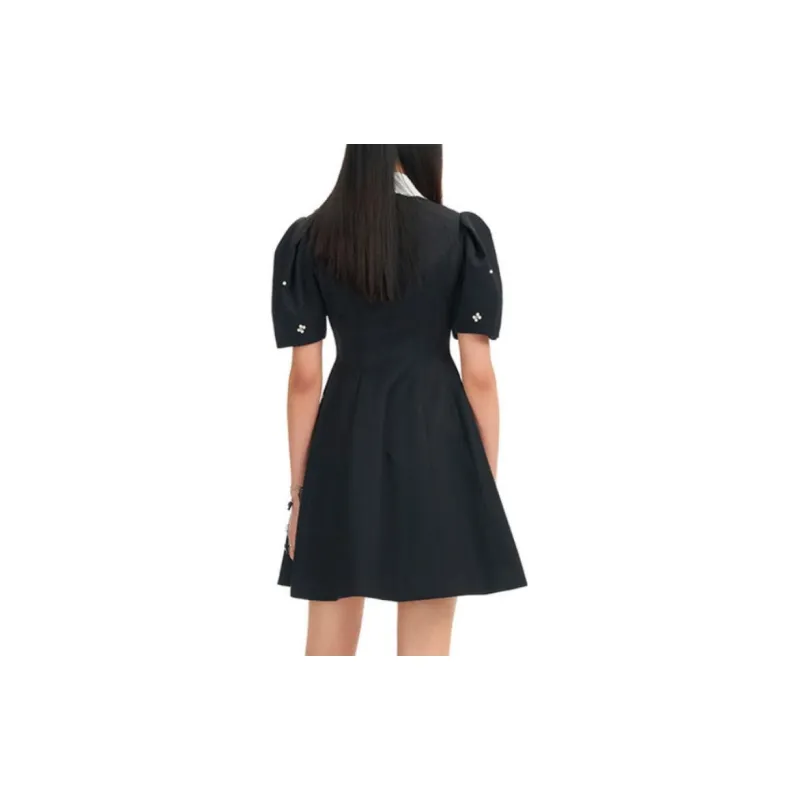 MING MA Short Sleeved Dresses Women's Black-1