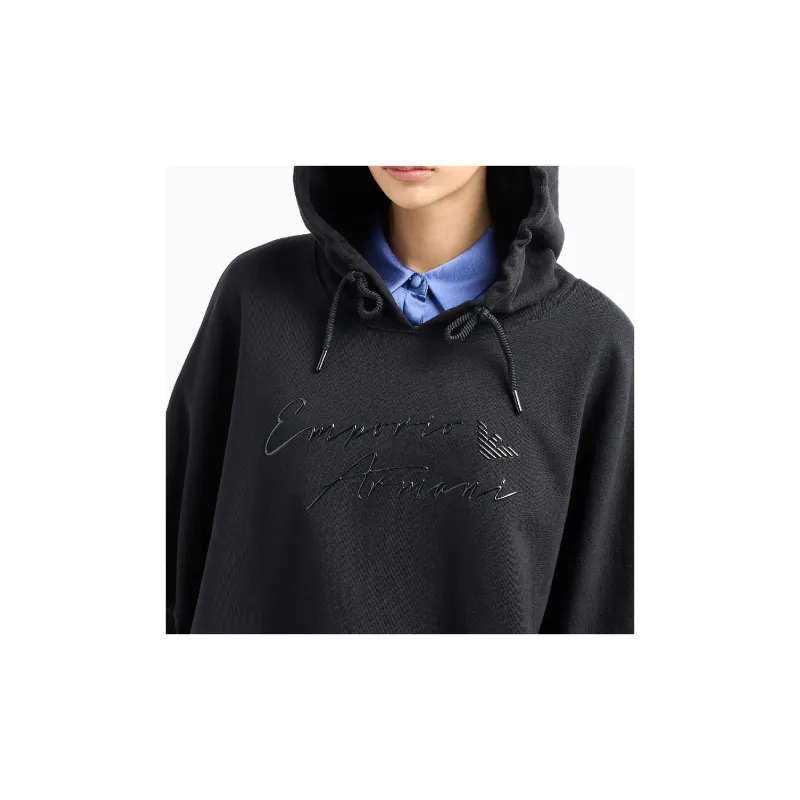 EMPORIO ARMANI Asv Hooded Sweatshirt With Shiny Rubberised Logo In Organic French Terry-4