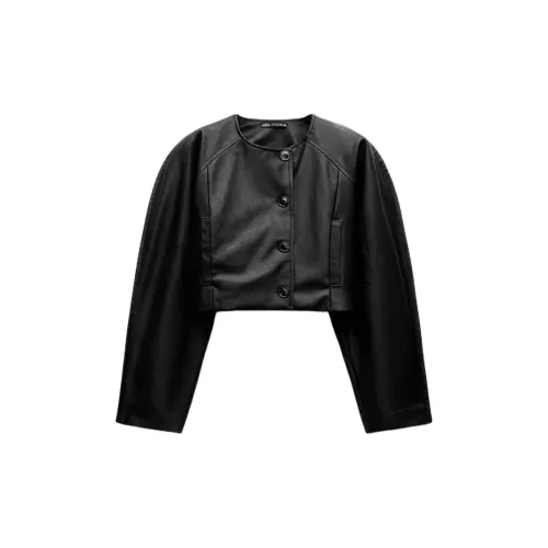 ZARA Leather Jackets Women's Black