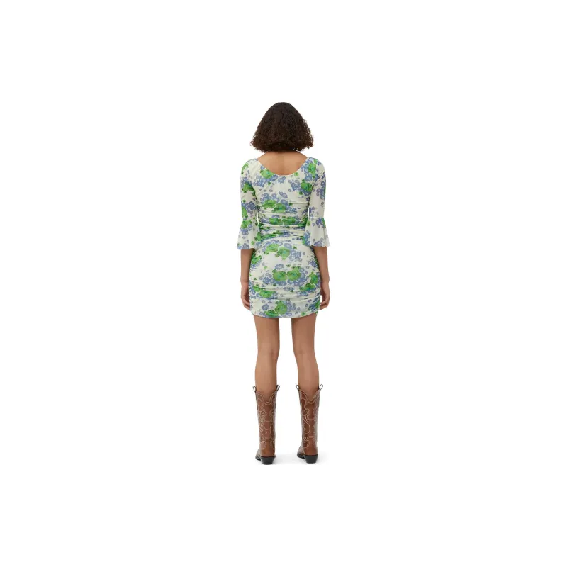 GANNI Floral print Ruched Minidress-4