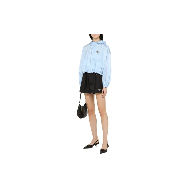 PRADA Re Nylon Cropped Jacket Celeste Blue-1