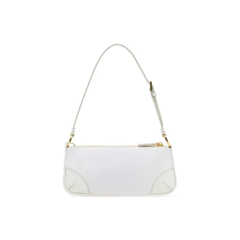 PRADA Re-Edition Recycled Nylon Mixed With Shiny Leather Handbag Shoulder Bag Women's White-2