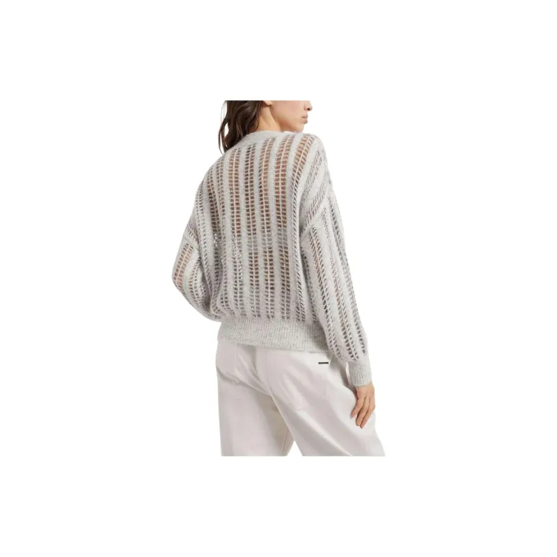 Brunello Cucinelli V Neck Open Knitted Jumper-2