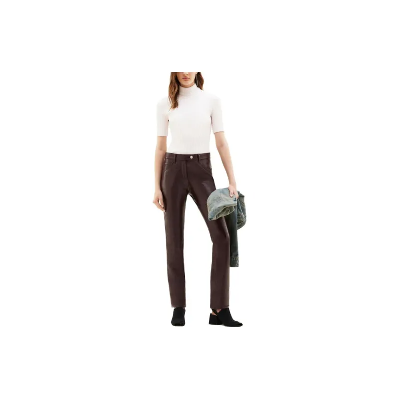 COURREGES Reedition 5 Pocket Vinyl Pants 'Burgundy'-1