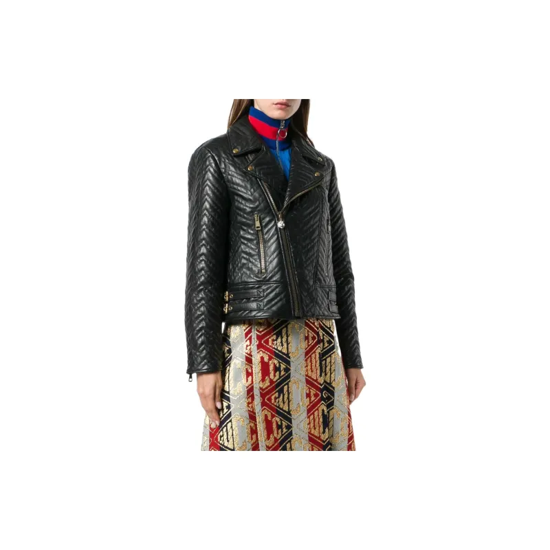 GUCCI SS22 Leather Jacket Women's Black-1