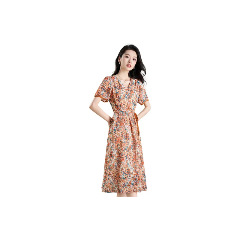 Mylan Short Sleeved Dress Women's Orange-1