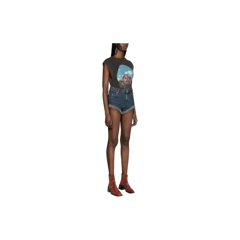 ISABEL MARANT Eneidao High Waisted Denim Shorts-3