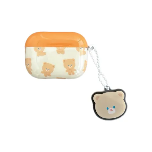 CORBELLATI Compatible With Apple Airpods 1/2/3/pro1/2 Generations TPU Ecru Full-Screen Small Brown Bear Headphone Cases