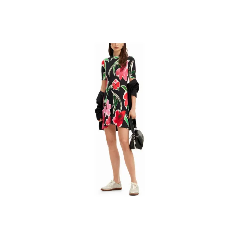 Desigual Short Sleeved Dress Women's Black-2