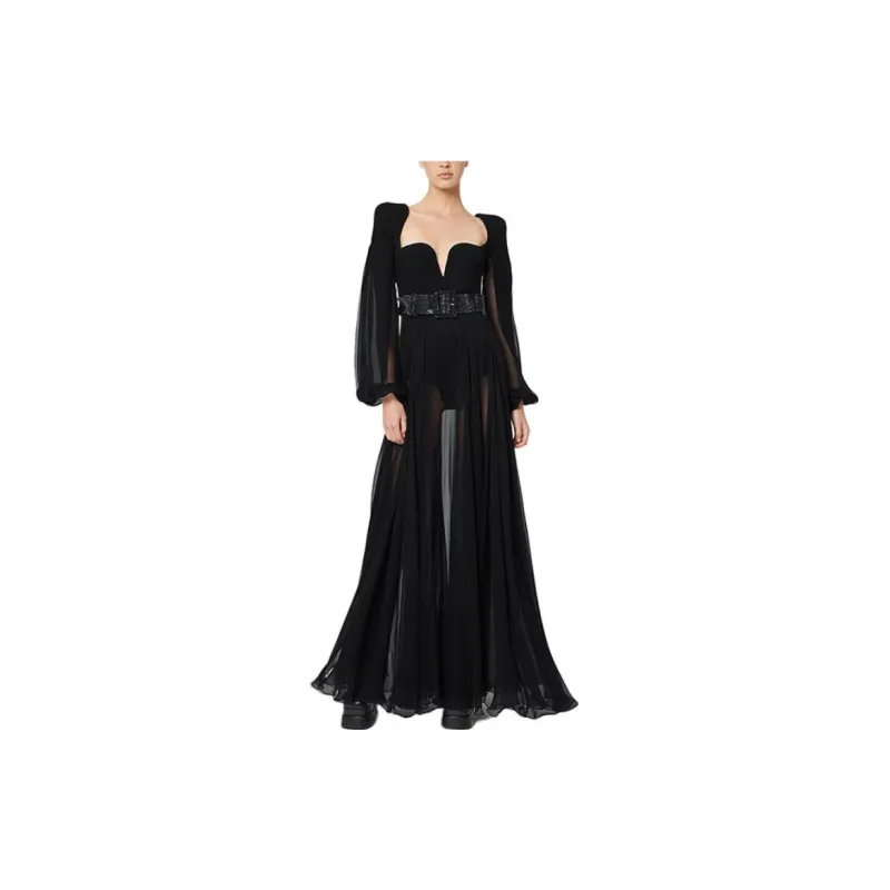 FANSIZHE VERSACE Long-Sleeved Dresses Women's Black-1
