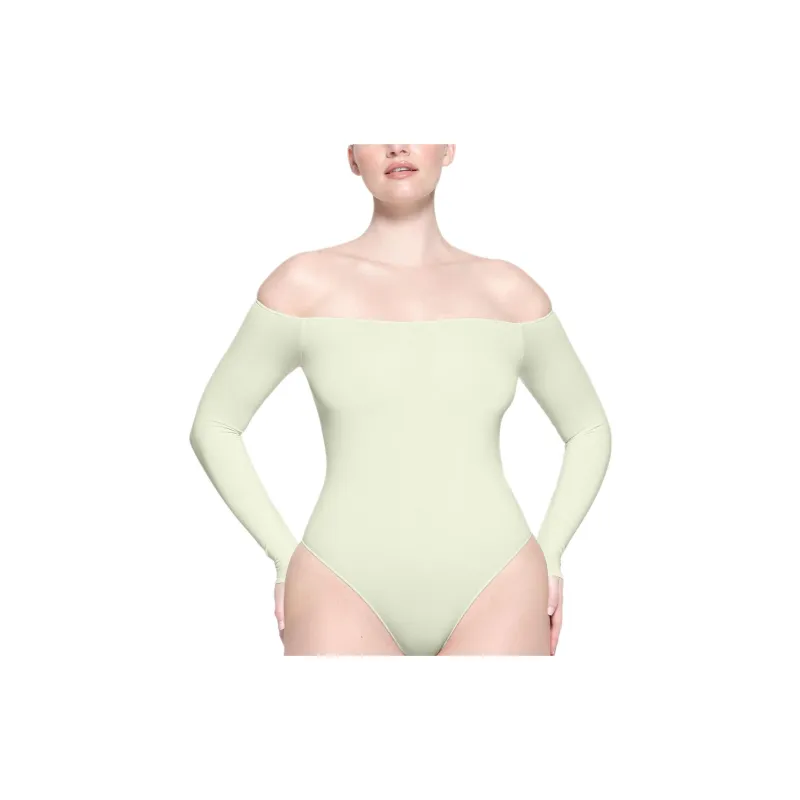 SKIMS ESSENTIAL OFF THE SHOULDER BODYSUIT Jumpsuit Women's PISTACHIO/Happy Fruit-1