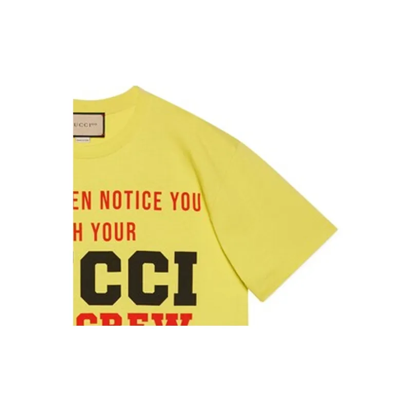 GUCCI Graphic Printed Short Sleeve T Shirt Yellow-6