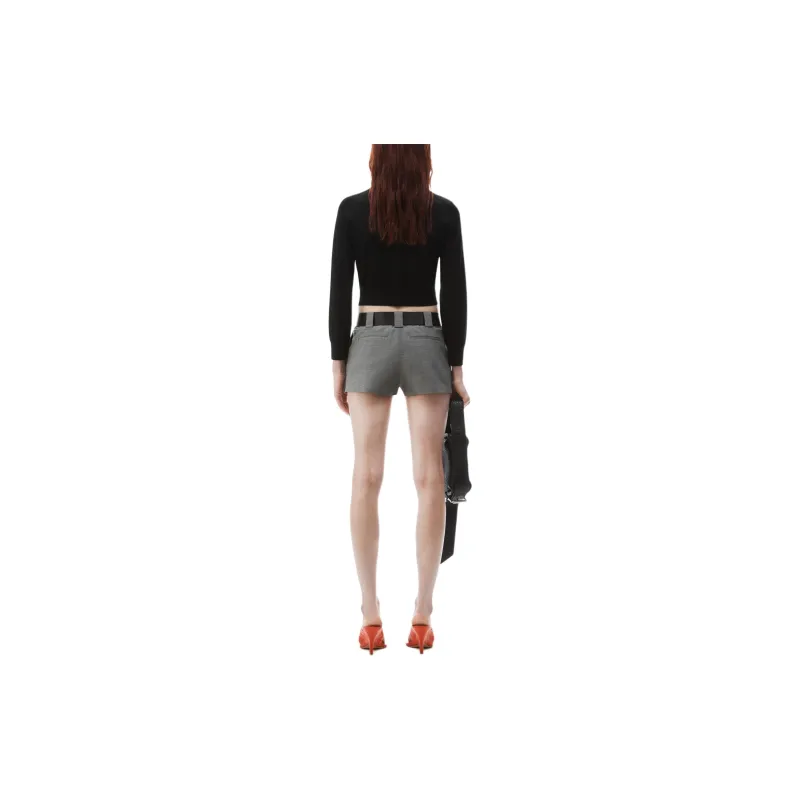 T By Alexander Wang Superfine Cropped Crewneck Cardigan Black-3
