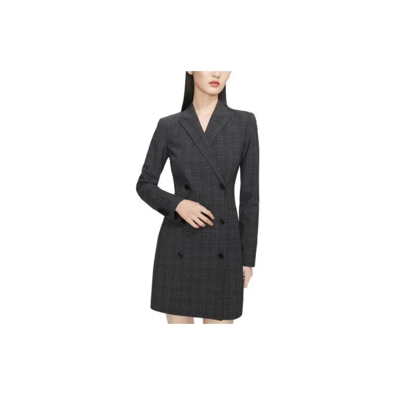 THEORY Long-Sleeved Dresses Women's Plaid Mixed Color-1