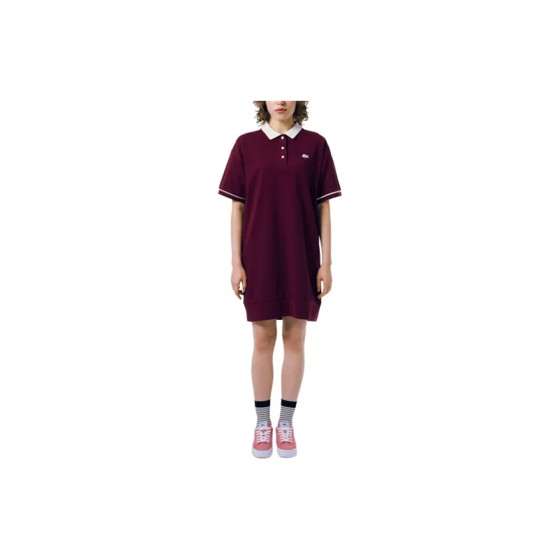 LACOSTE Short-Sleeved Dresses Women's Burgundy-2