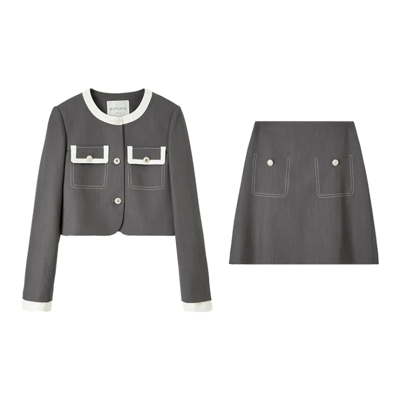 SENTUBILA Two Piece Skirt Sets Women's Mountain Gray-6