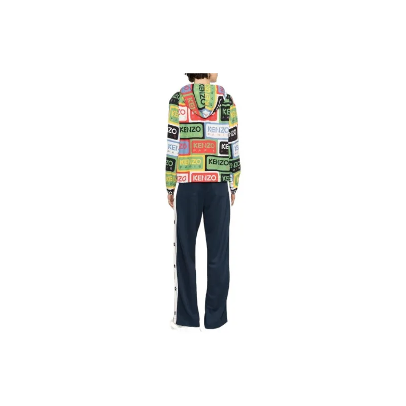 KENZO Logo Printed Zipped Hooded Jacket-3