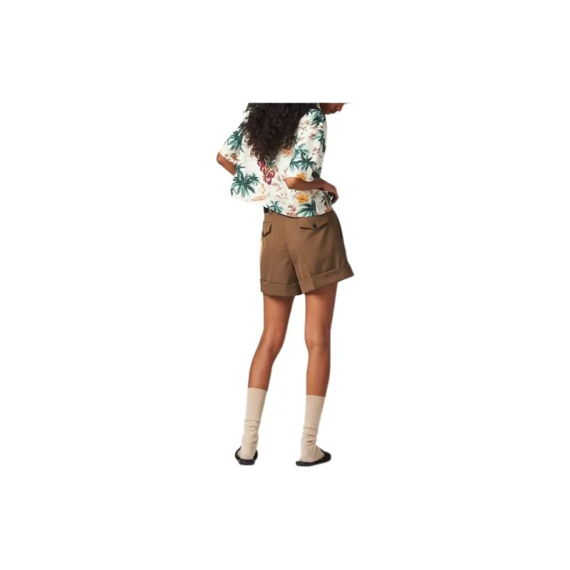 MIU MIU Gabardine Bermudas Casual Shorts Women's Brown-3