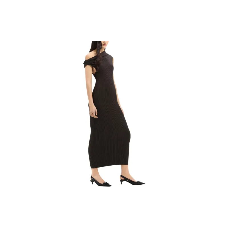 COURREGES Twist Rib Knit Long Dress-3