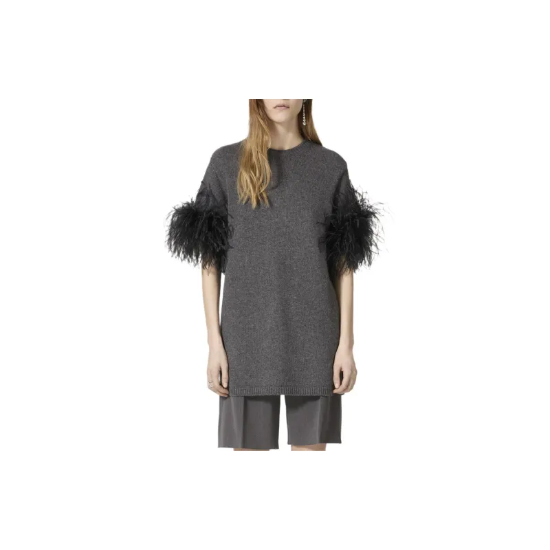 Valentino Feather-Trim Crewneck Jumper-1