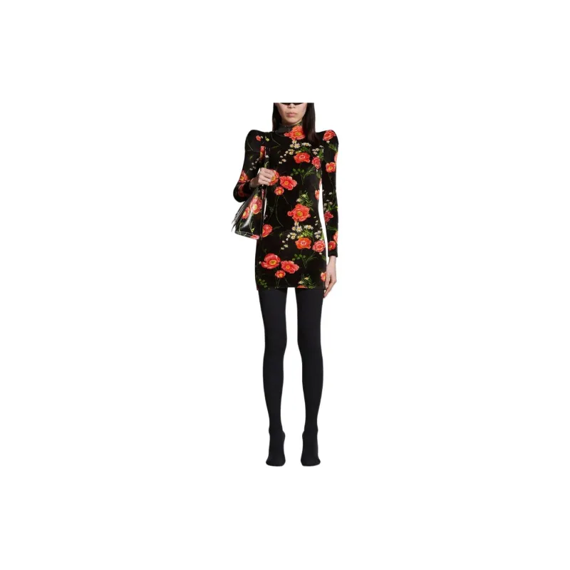 Balenciaga Flower Print Long-Sleeve Dress-2