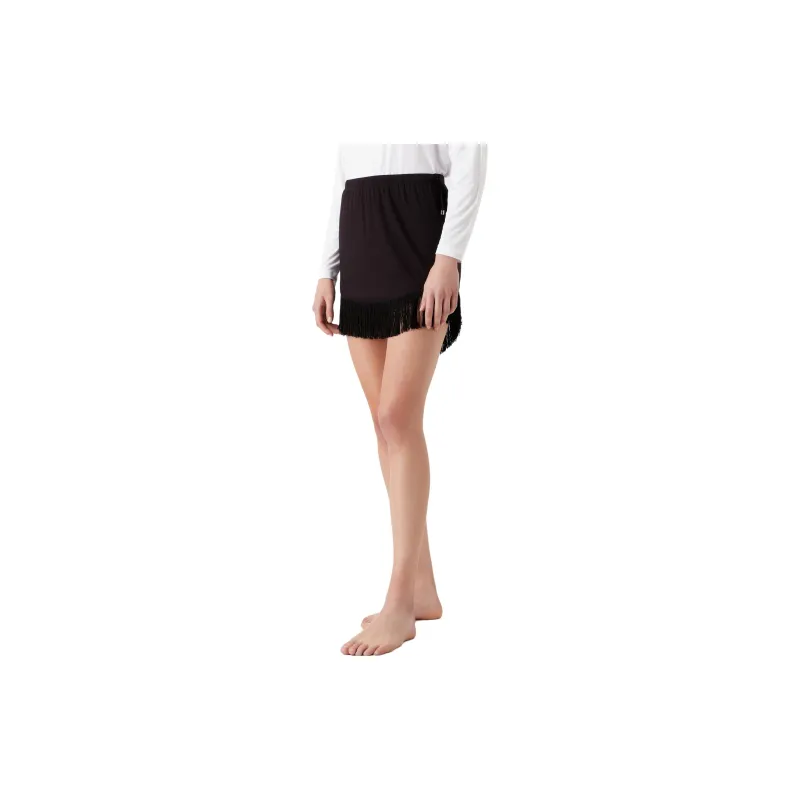 EMPORIO ARMANI Fringed Viscose Sarong Casual Short Skirts Women's Black-1