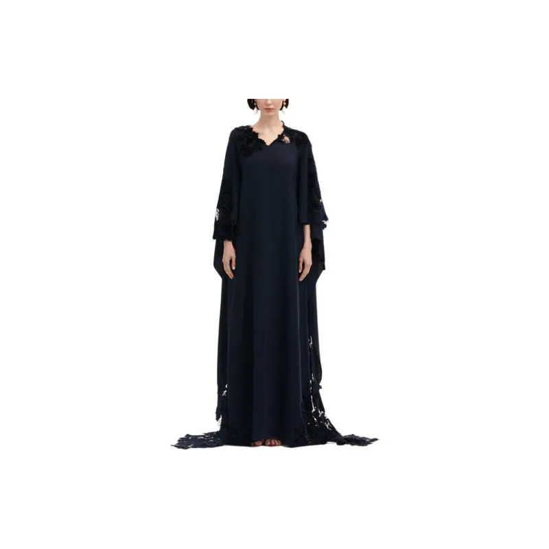 Oscar De La Renta Peony Velvet Guipure Kaftan-1
