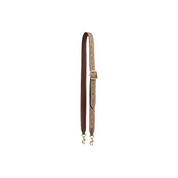 COACH Coated Canvas Bag Shoulder Strap Unisex Gold & Tan & Brown