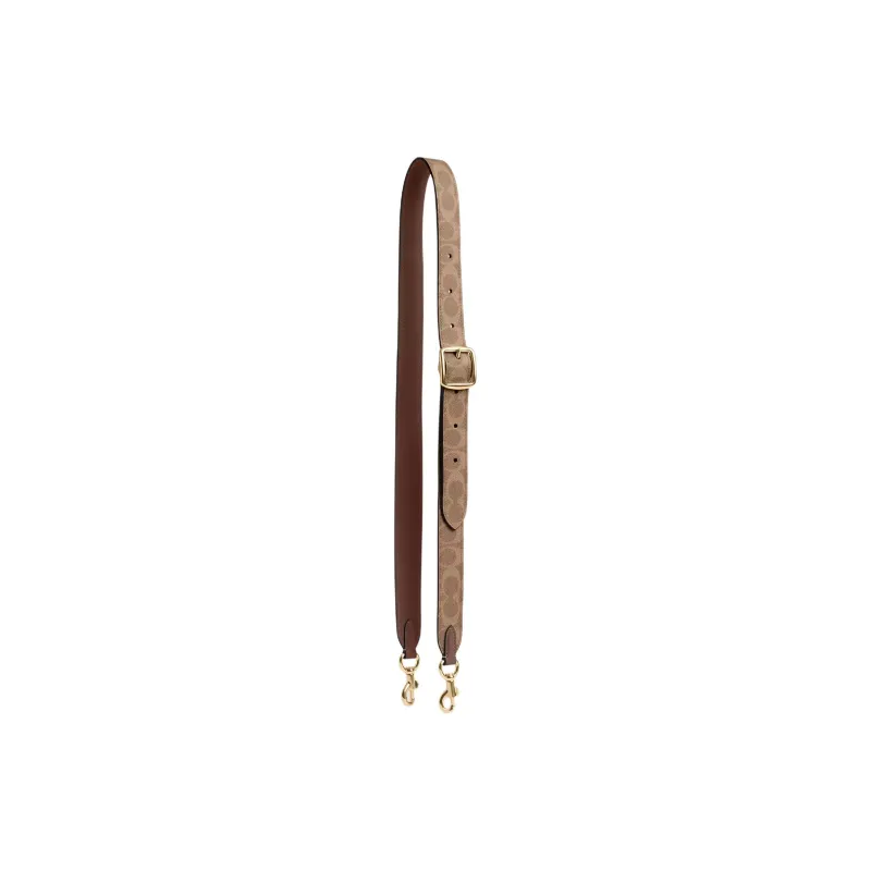 COACH Coated Canvas Bag Shoulder Strap Unisex Gold & Tan & Brown-0