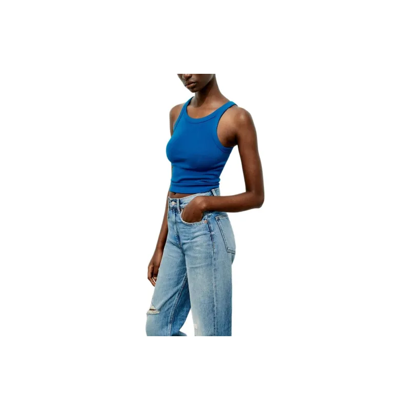 ZARA Tank Tops Women's Dark Blue-3