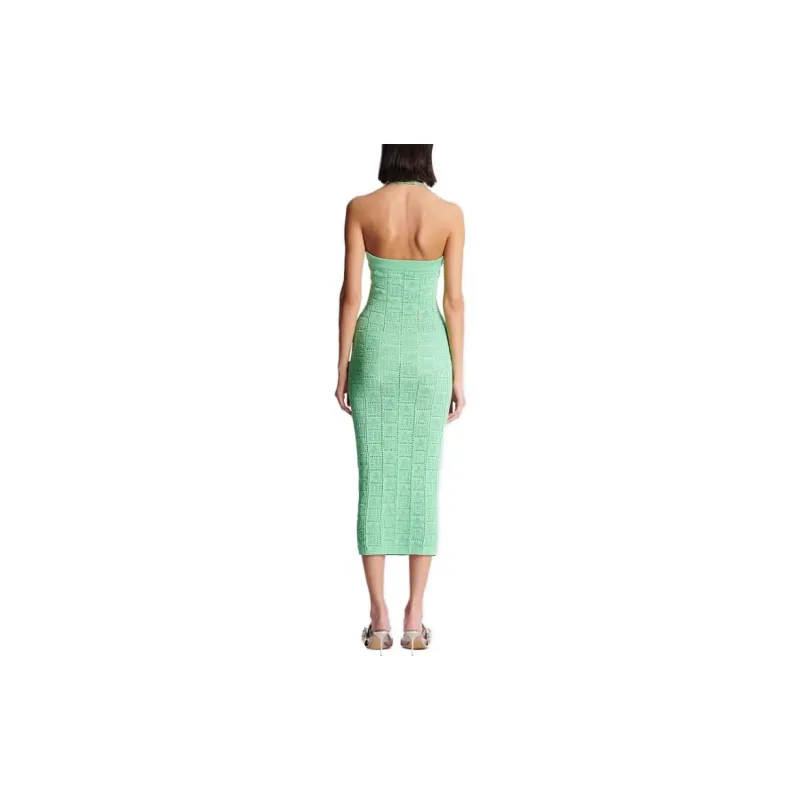 BALMAIN Monogram pattern Knitted Midi Dress-2