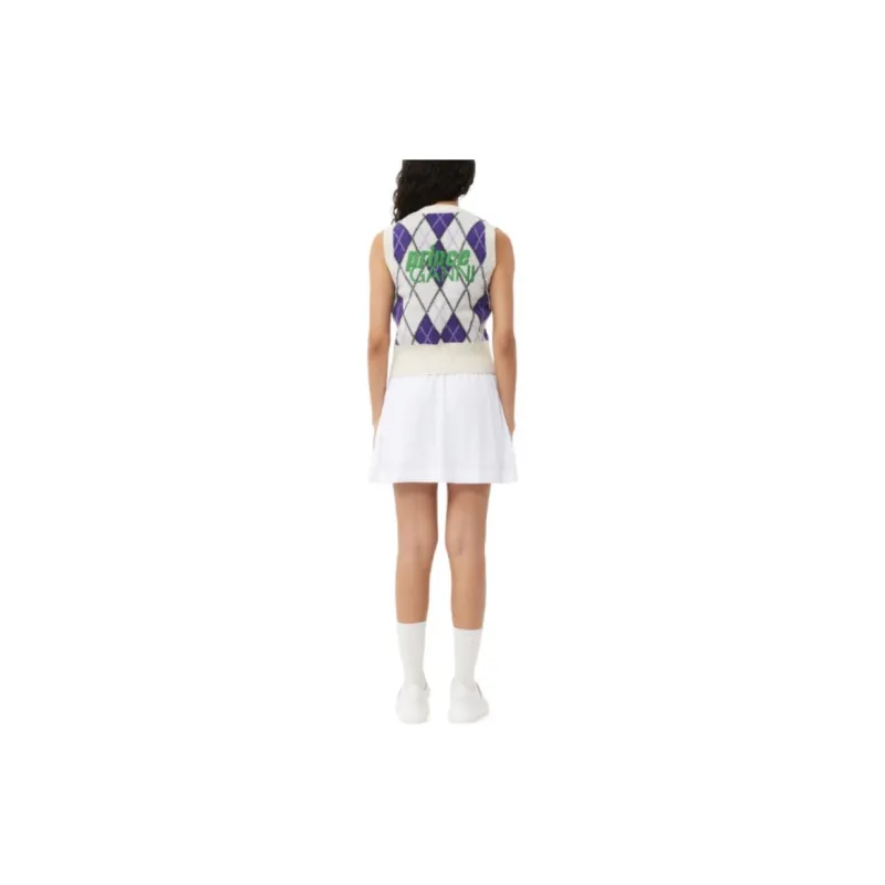 GANNI Tank Tops Women's Blue With White Lettering-3