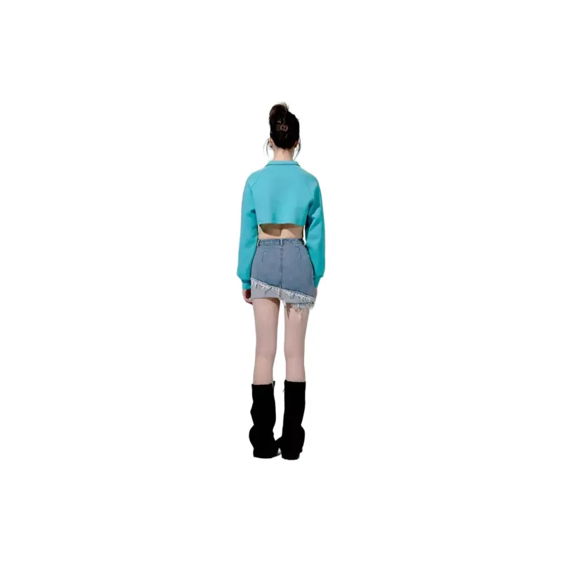 JAC FLEURANT Denim Short Skirts Women's Blue-2