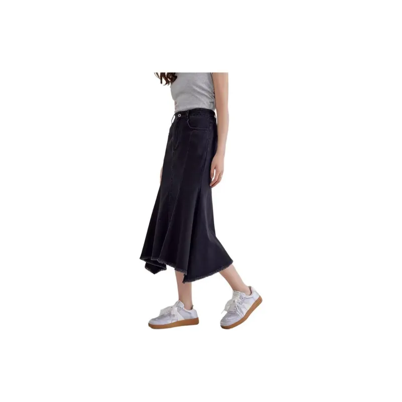 A21 Casual Long Skirts Women's Black Gray Color-2