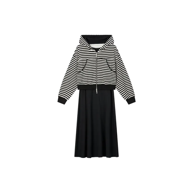 VIMLY Two Piece Skirt Sets Women's Black-1
