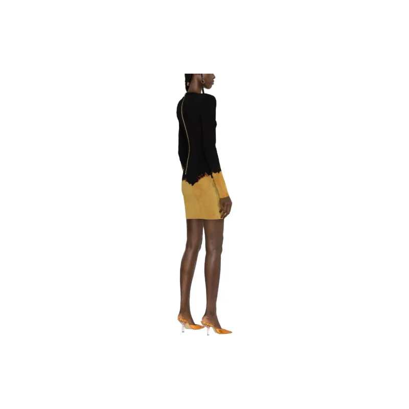 BALMAIN Fire Knit Dress 'Black/Yellow'-3