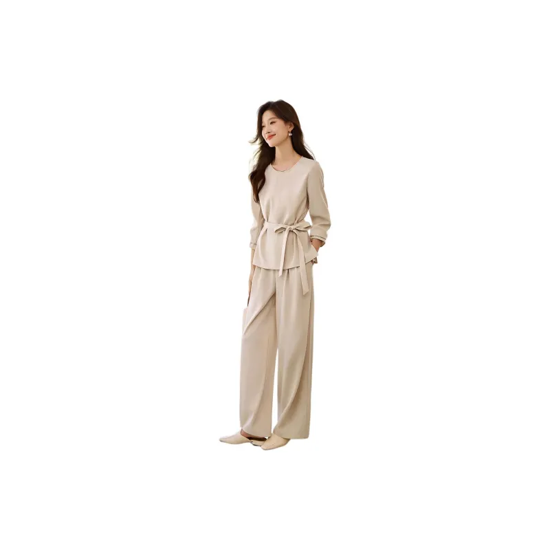 Mo Han Yi Mei Casual Suit Women's Beige Apricot-1