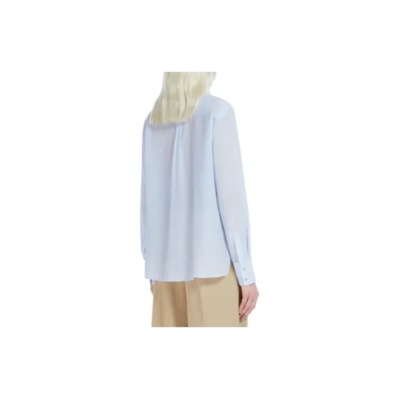 MaxMara Studio Pagine Collection Printed Crêpe De Chine Shirt Women's Light Blue-2