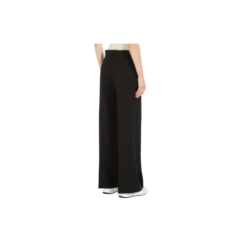 WEEKEND MaxMara Woollen Cloth Palazzo Trousers Casual Pants Women's Black-3