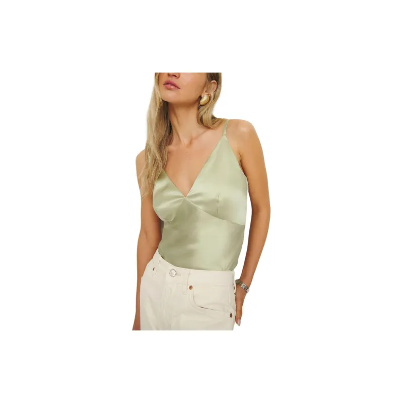 REFORMATION Mickey Silk Top Camisole Women's Dry Vanilla-2