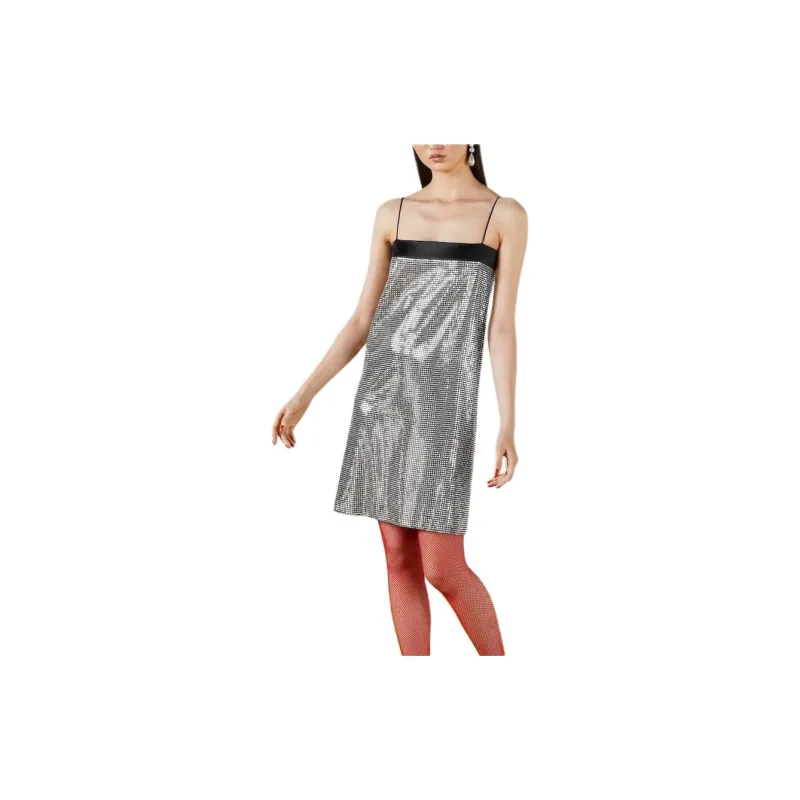 GUCCI Slip Dress Women's Silver White-2