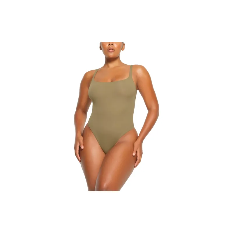 SKIMS FITS EVERYBODY SQUARE NECK BODYSUIT Jumpsuit Women's KHAKI/Khaki-1