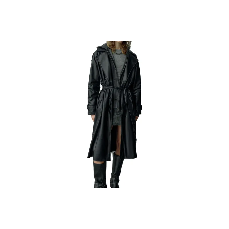 ZARA Trench Coats Women's Black-1