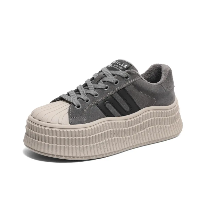 BELLE Anti Slip And Wear Resistant Lightweight Height Increasing Low Top Skateboard Shoes Women's-22