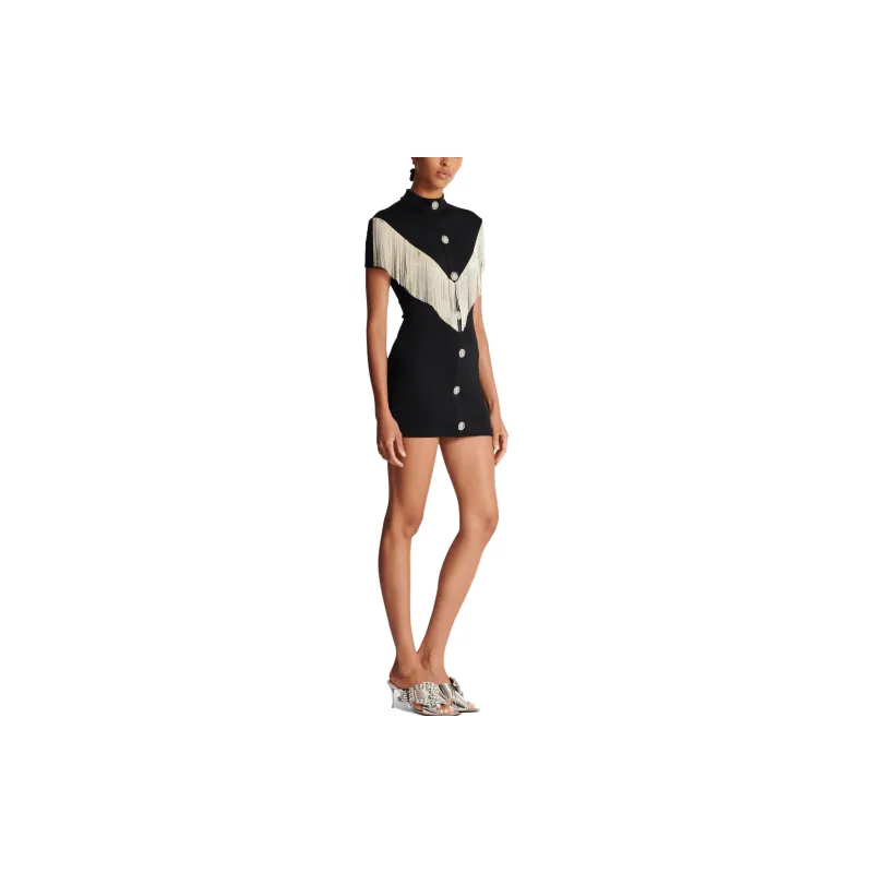 BALMAIN Fringe Detailed Stretched Mini Dress-5