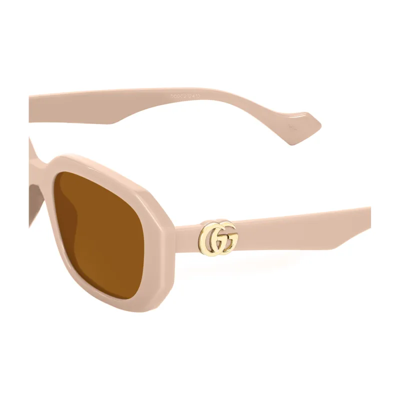 GUCCI Acetate Irregular Shape Sunglasses Women's Brown-3